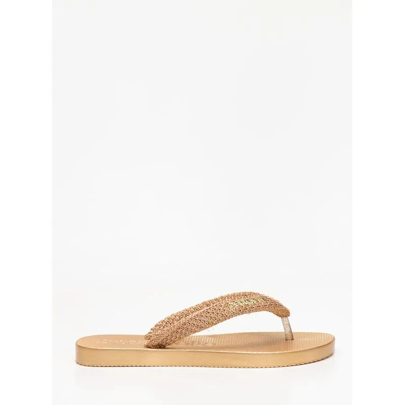 Chinelo Petite Jolie Fresh Crochê Lurex Ouro Light PJ7787 33-4