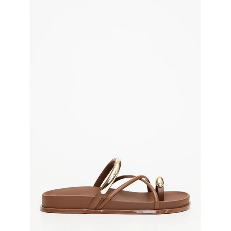 Chinelo Petite Jolie Ring Flat Chocolate PJ7798 35