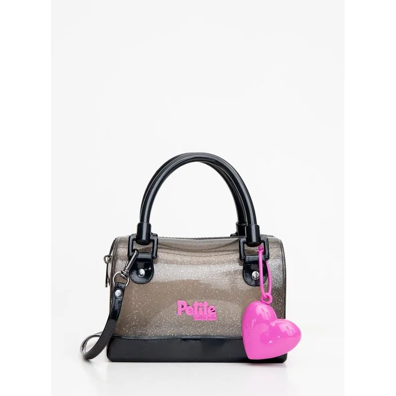 Bolsa Petite Jolie Mini Bloom Maxi Glitter Preto PJ11428IN