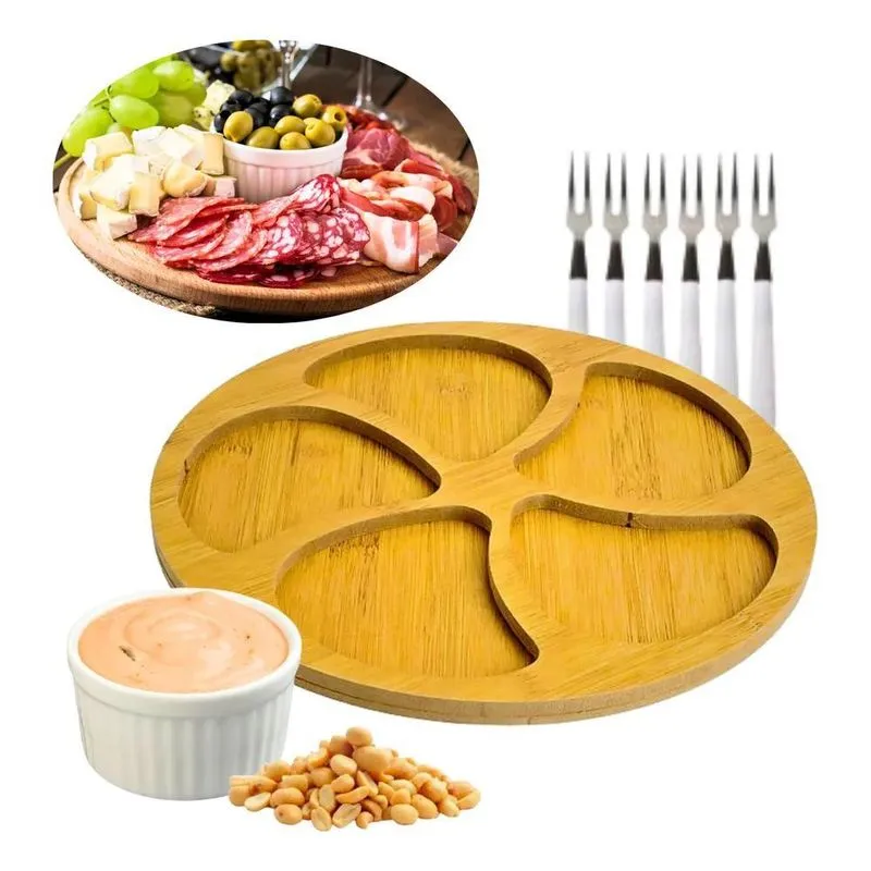 Petisqueira + 6 Garfinhos + Ramekim Molheira Tábua Aperitivo