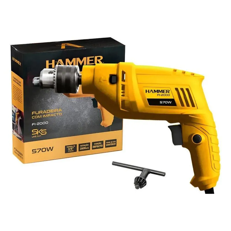 Furadeira Martelete De Impacto 3/8 Pol 10mm Concreto E Madei
