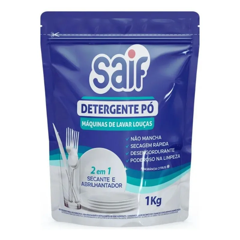 5x Detergente Em Pó Lava Louças Saif 1kg