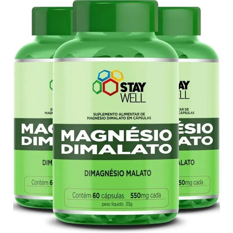 3x 3 Unidades Do Magnésio Dimalato 100% Puro E Concentrado C