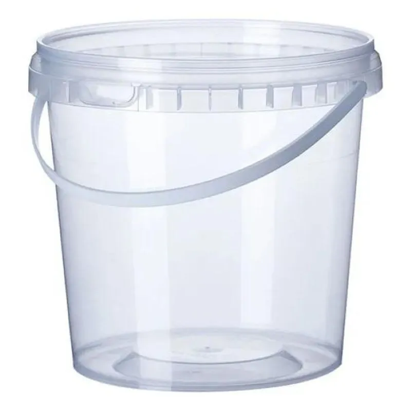 5un Balde Plástico Transparente Com Lacre Alça 3,2l Conserva