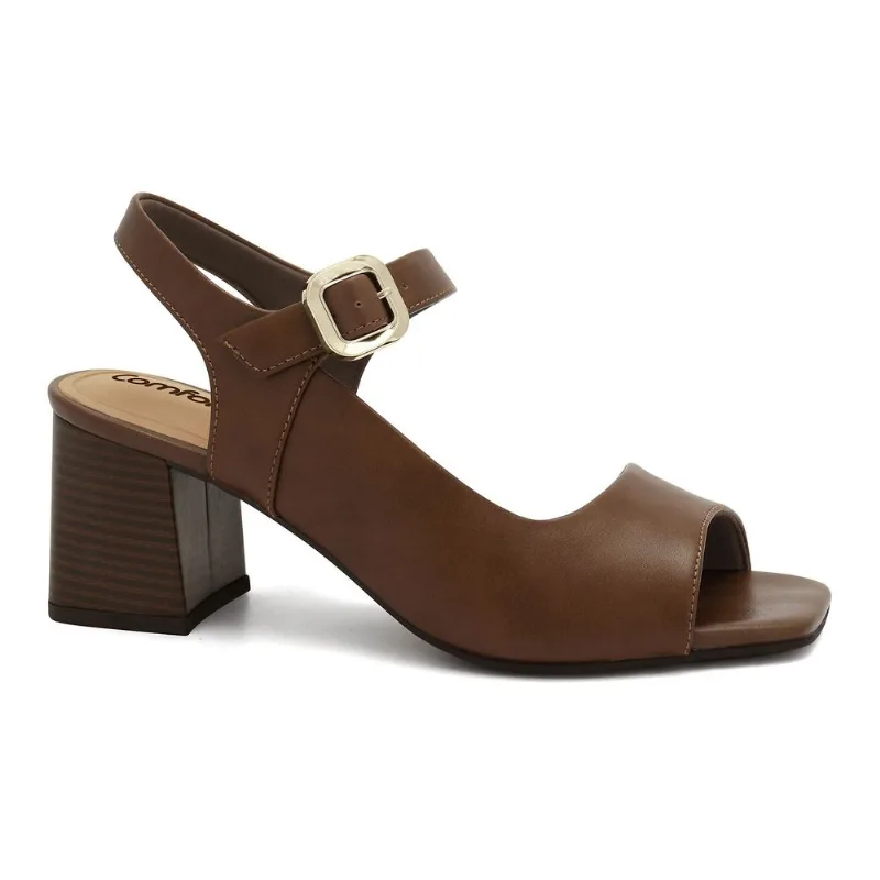 Sandália Salto Bloco Capuccino Comfortflex 2638304-1 37