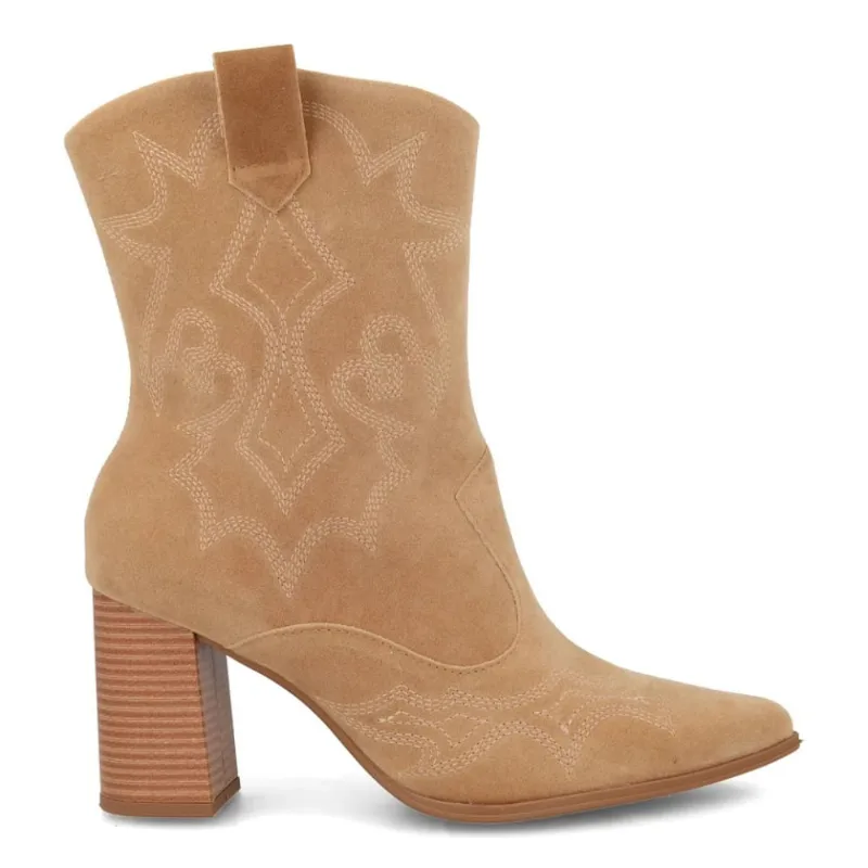 Bota Feminina Ramarim Cano Médio Salto Bloco Bege 40