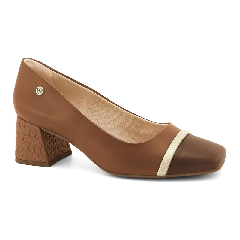 Scarpin Salto Bloco Capuccino Comfortflex 2689301-1 37