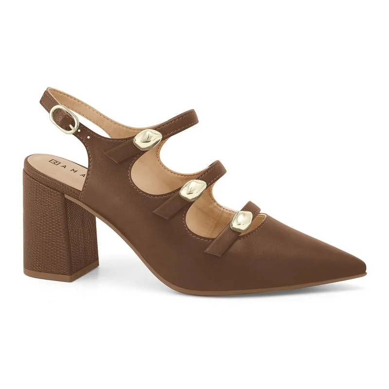 Slingback Salto Bloco Capuccino Ramarim 2654135-1 38