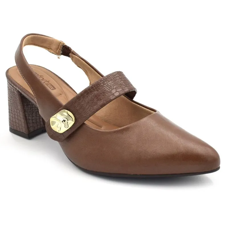Scarpin Mary Jane de Salto Bloco Comofortflex Marrom 2654335 36
