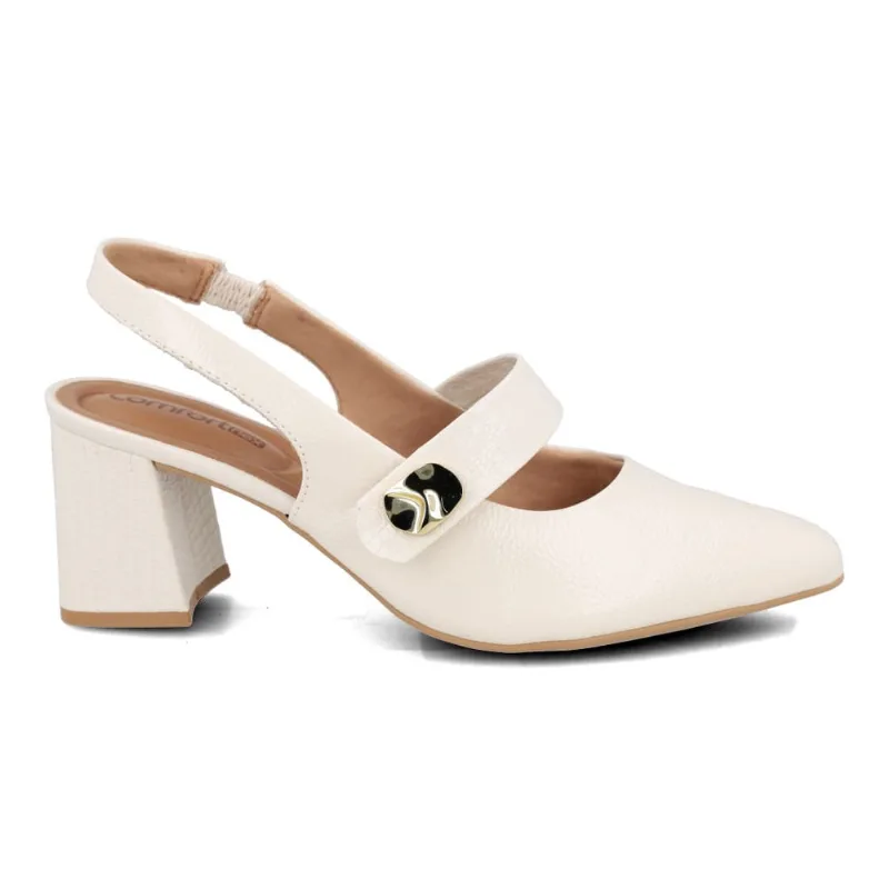 Scarpin Slingback Comfortflex Elegânce Feminino Off White 40