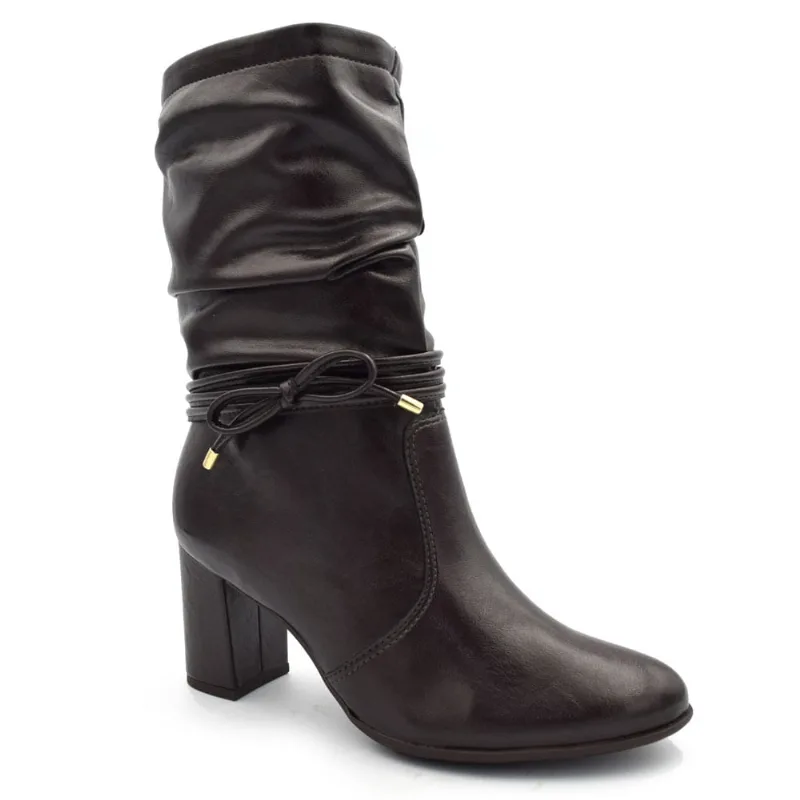 Bota Slouchy de Salto Bloco Comfortflex Marrom 2687304 39