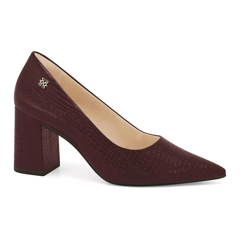 Scarpin Salto Bloco em Verniz Bordo Ramarim 2654101-2 38
