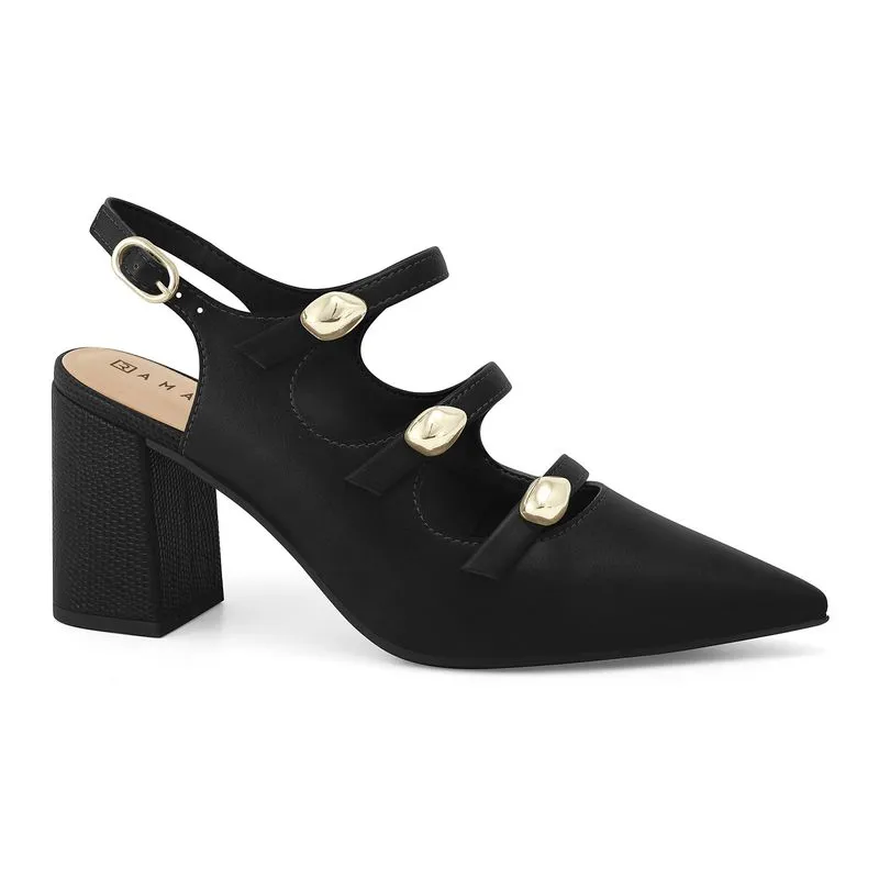 Slingback Salto Bloco Preto Ramarim 2654135-3 40