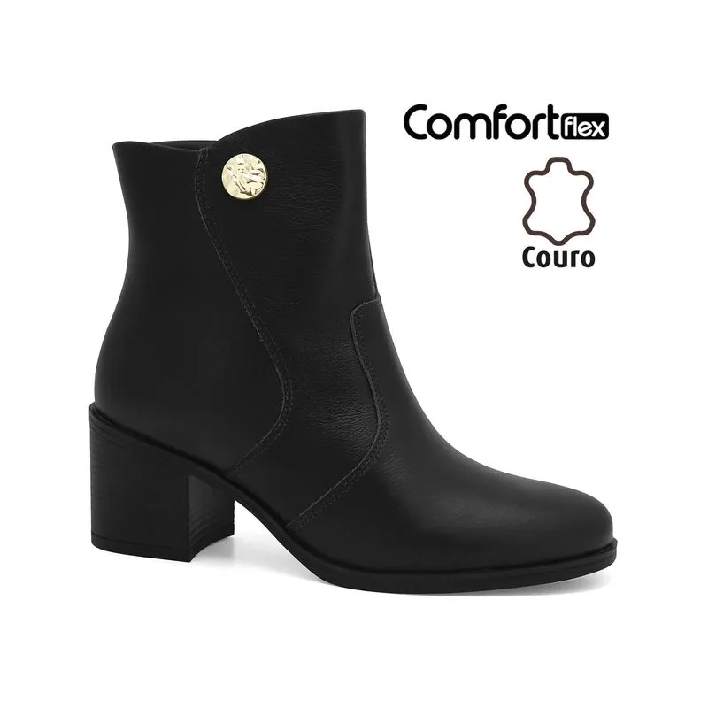 Bota Couro Preto Comfortflex 2684305-2 38