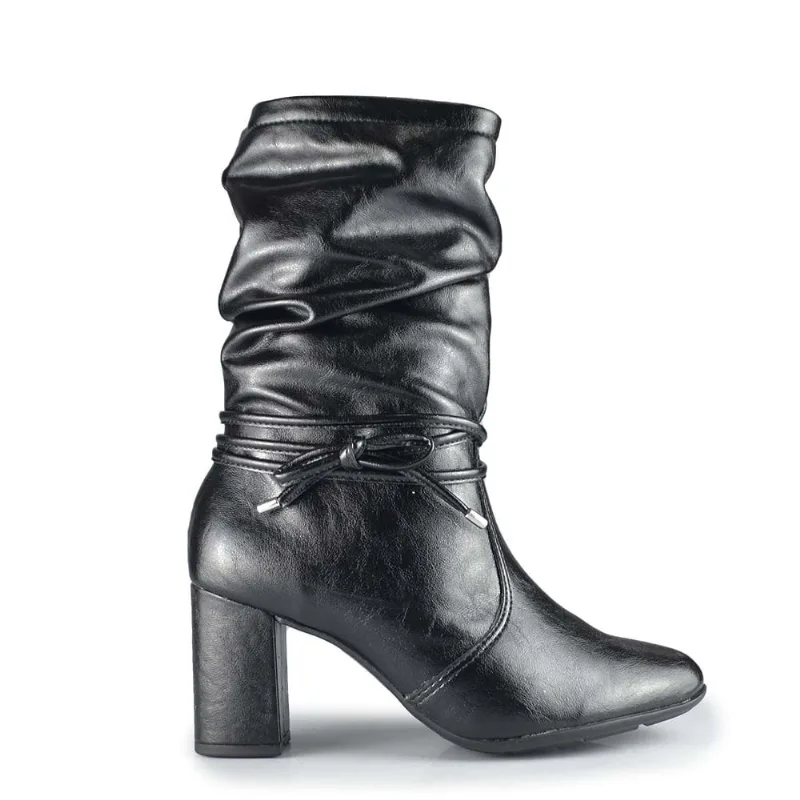 Bota Cano Médio Comfortflex Feminina 2687304 003 NP SHINE PLUS/PT 36