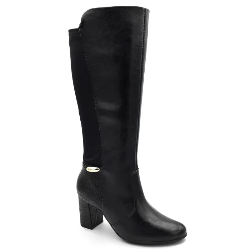 Bota de Cano Alto e Salto Bloco Feminina Comfortflex Preto 2687305 39