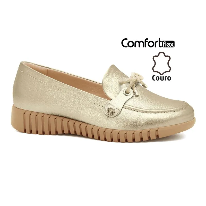 Mocassim Couro Dourado Comfortflex 2675302-6 36