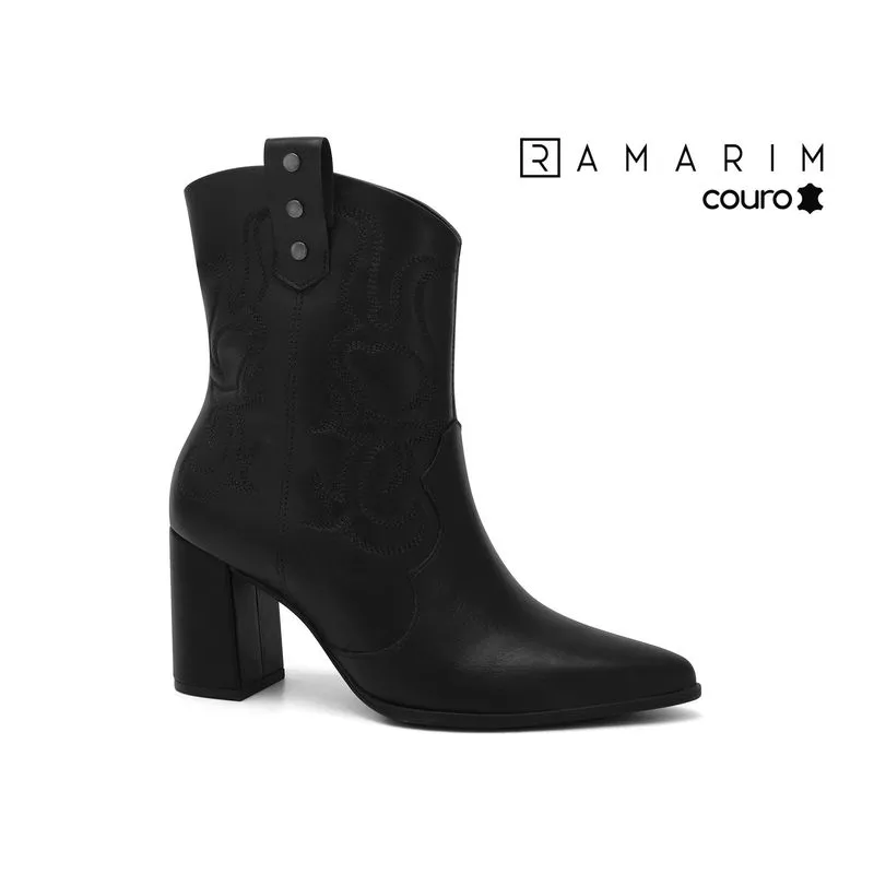 Bota Couro Preta Ramarim 2656102-1 34