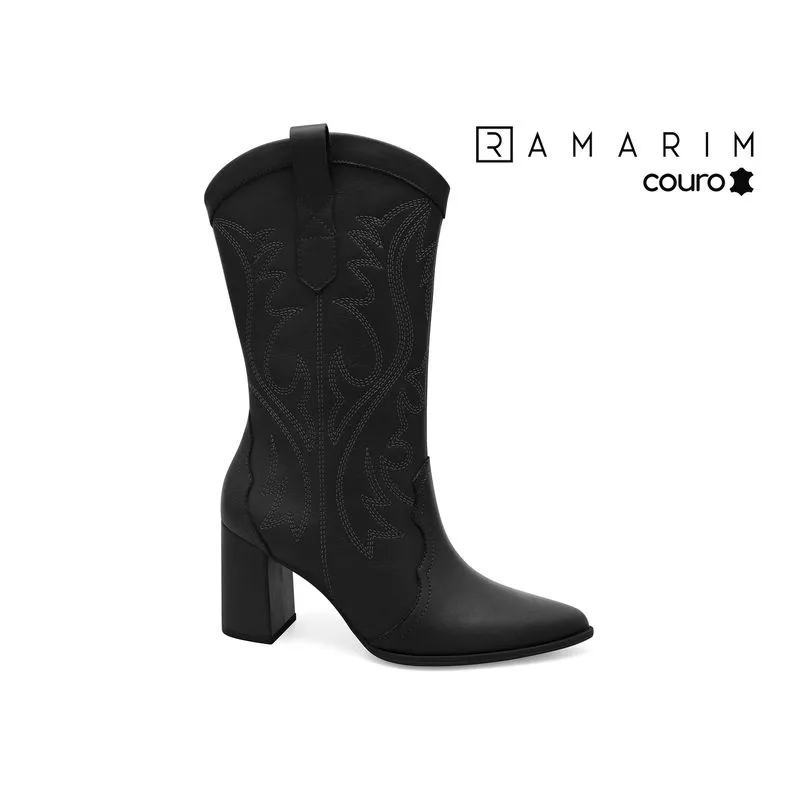 Bota Couro Preta Ramarim 2656103-4 33