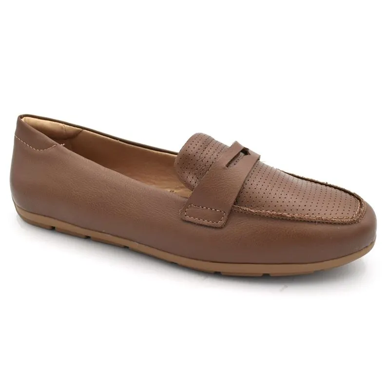 Mocassim de Couro Feminino Comfortflex Marrom 2661301 36