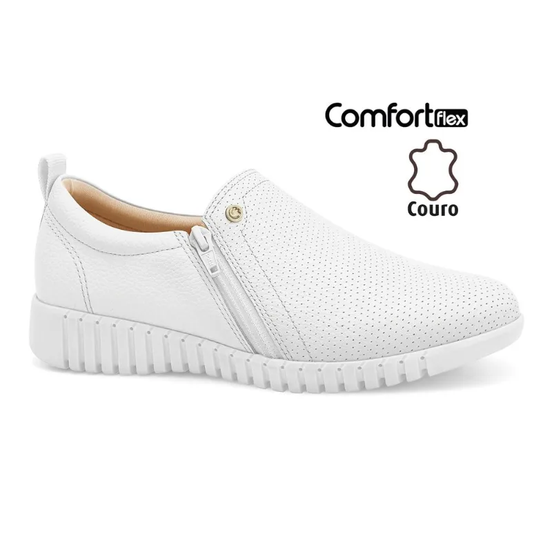 Tênis Couro Branco Comfortflex 2675304-1 36