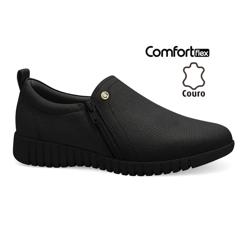 Tênis Couro Preto Comfortflex 2675304-4 33