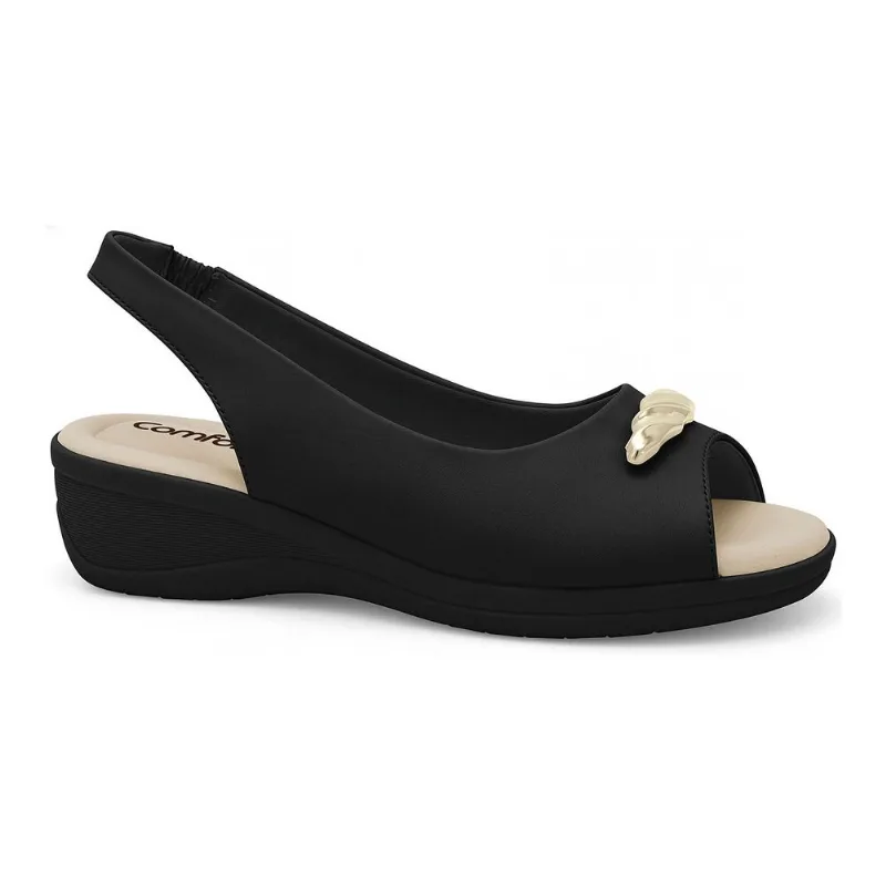 Sandália Anabela Preta Comfortflex 2688403-4 39