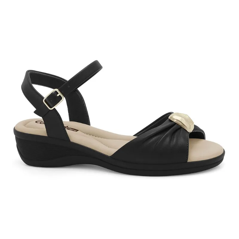 Sandália Anabela Preta Comfortflex 2688404-1 39