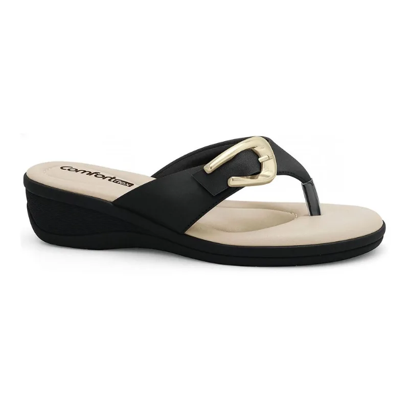 Chinelo Anabela Preto Comfortflex 2688401-3 40