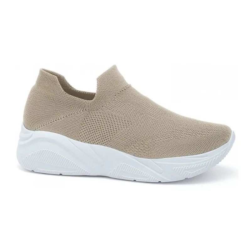 Tênis Knit Super Leve Bege Comfortflex 2660401-2 38