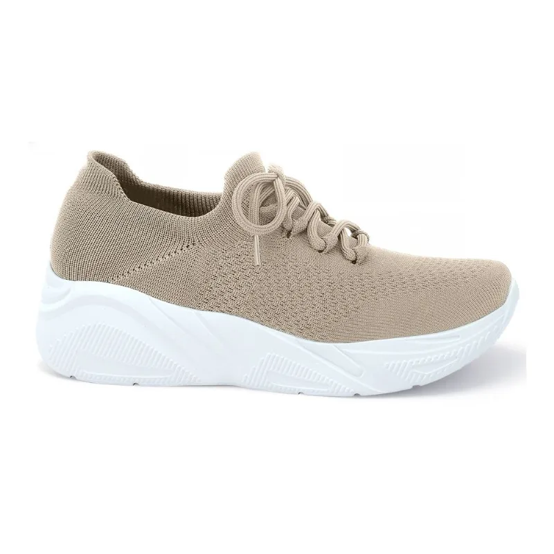 Tênis Knit Super Leve Bege Comfortflex 2660402-2 39