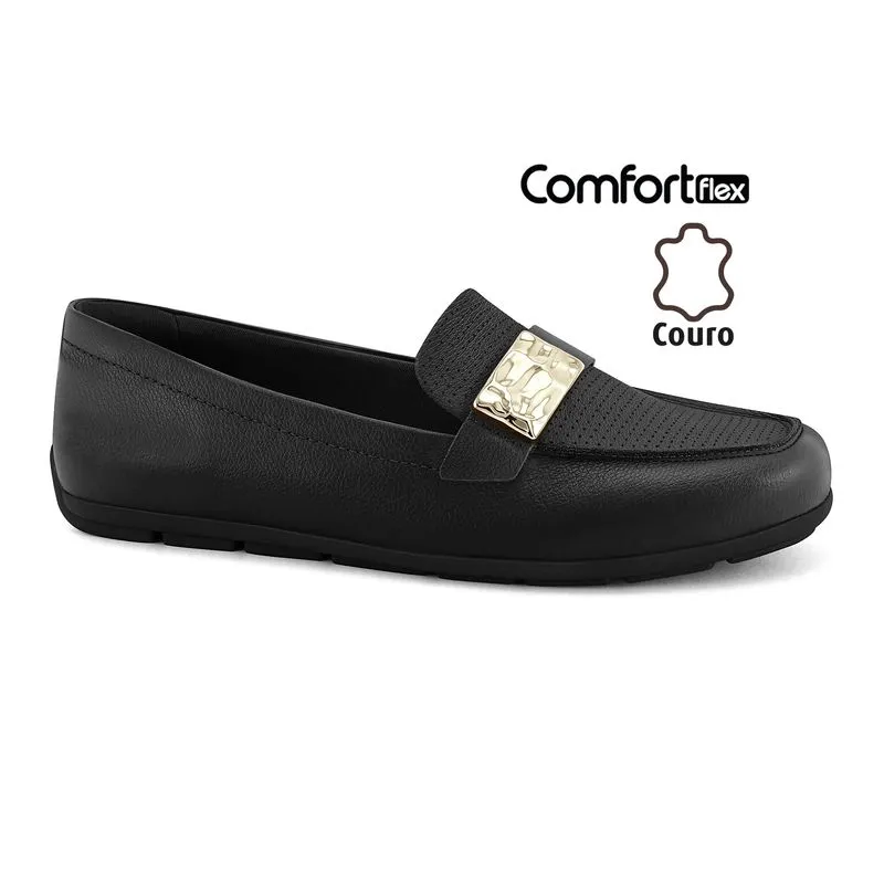 Mocassim Couro Preto Comfortflex 2661303-6 38