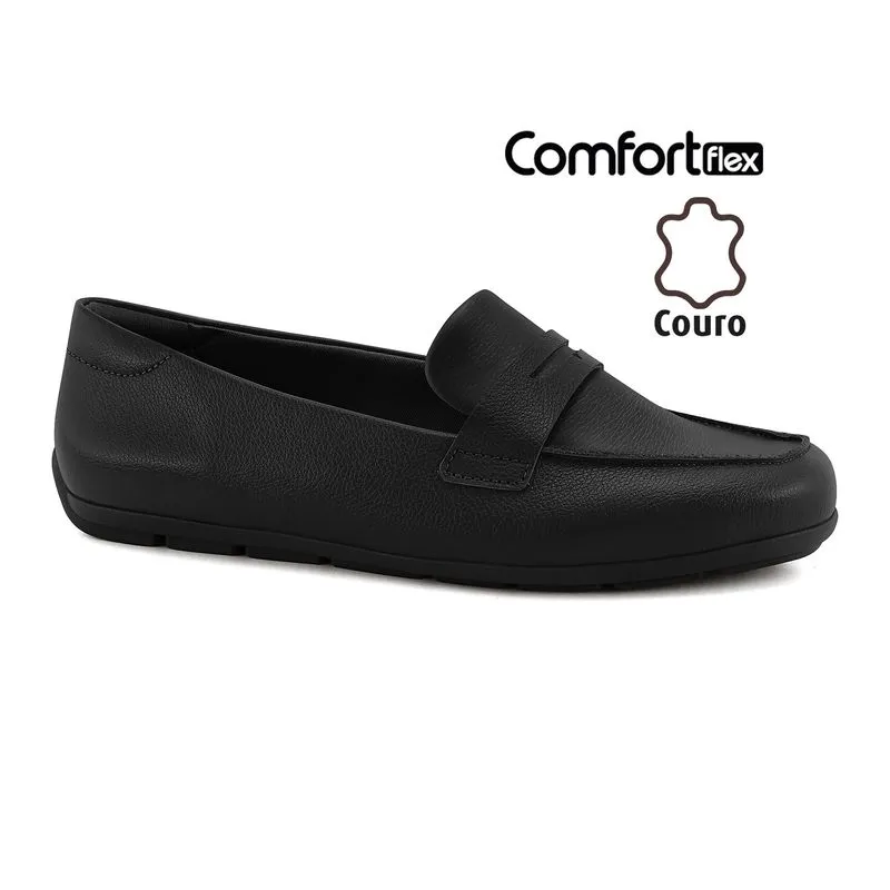 Mocassim Couro Preto Comfortflex 2661304-2 36