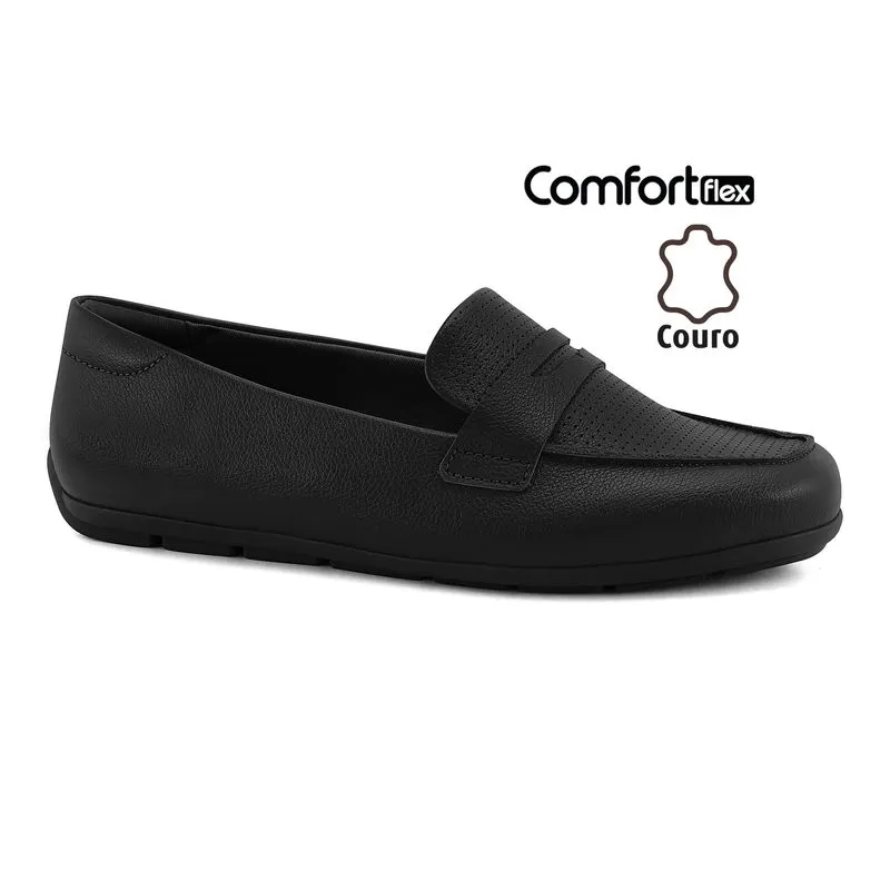 Mocassim Couro Preto Comfortflex 2661301-5 40