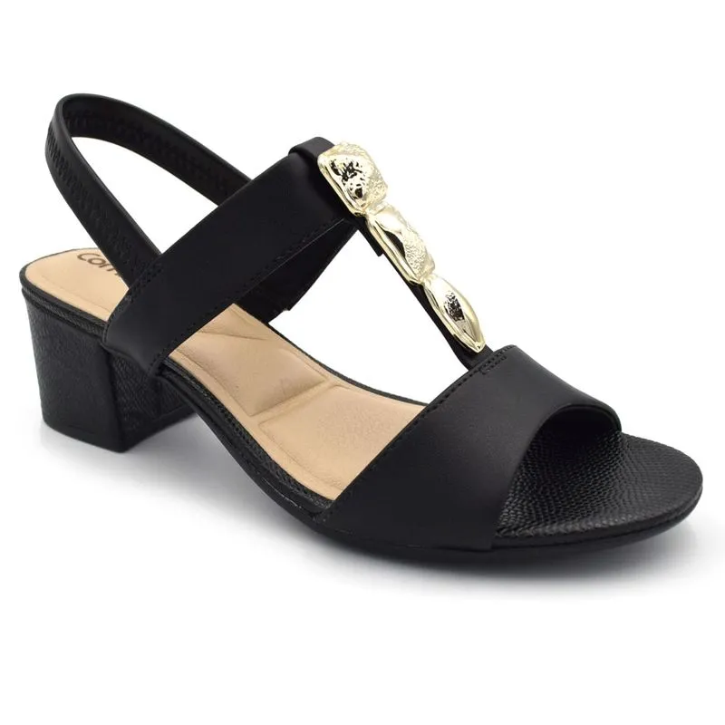 Sandália de Salto Bloco Feminina Comfortflex Preto 2657403 38