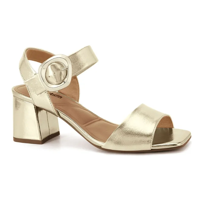 Sandália Salto Bloco Dourada Comfortflex 2638302-11 35
