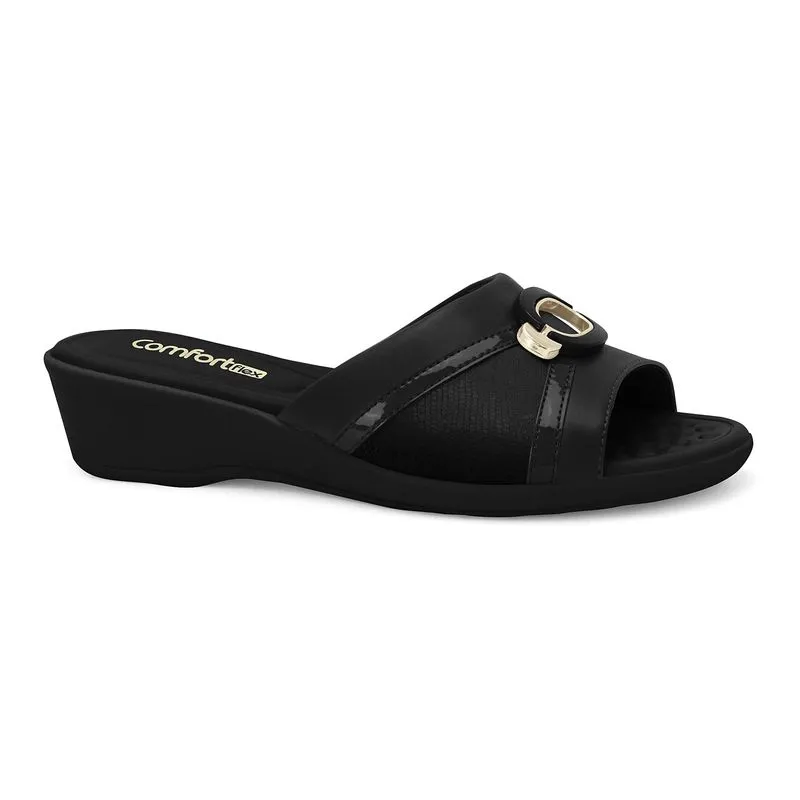 Tamanco Anabela Preto Comfortflex 2672402-5 34