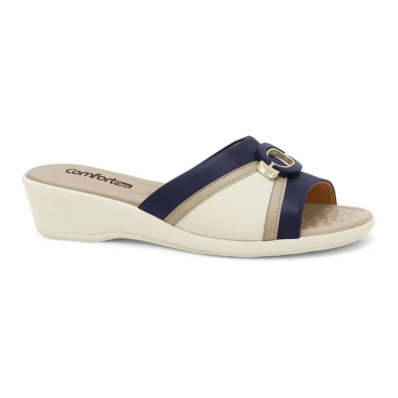 Tamanco Anabela Coconut/Blu Comfortflex 2672402-1 33
