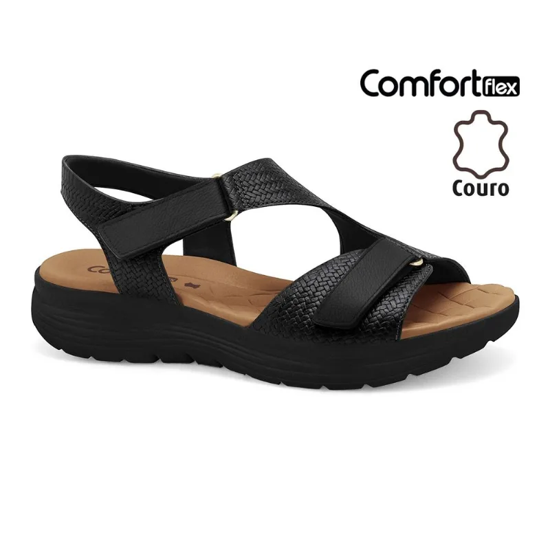 Sandália Ultramacio Preta Comfortflex 2543404-12 33