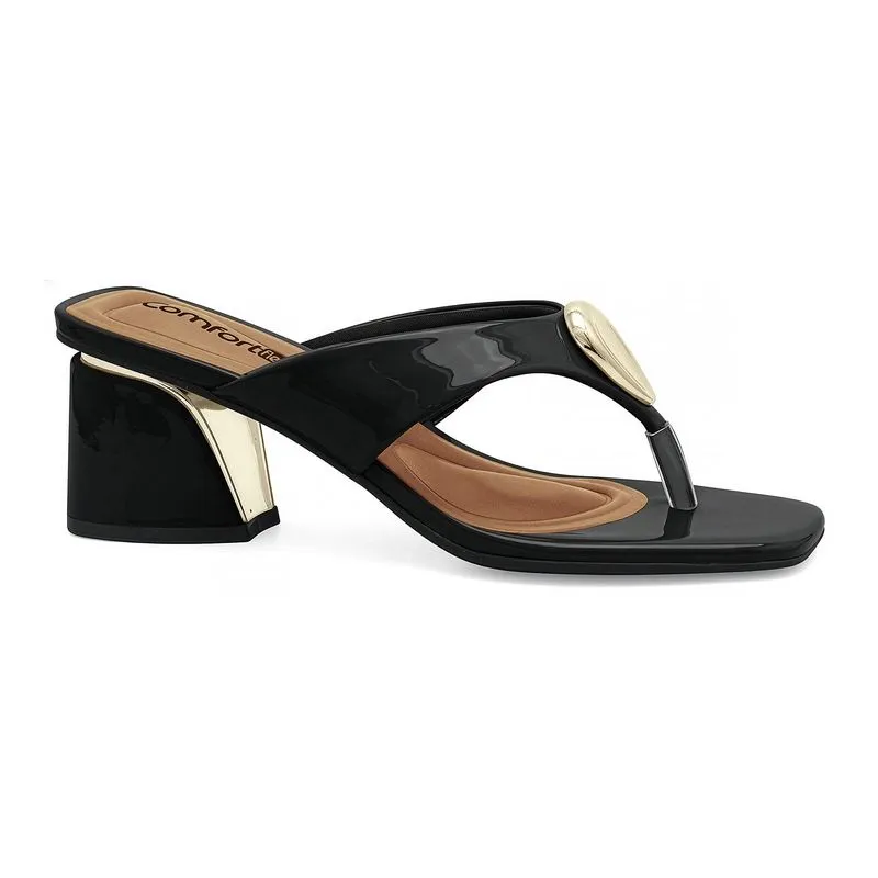 Tamanco Salto Bloco Preto Comfortflex 2674401-7 34