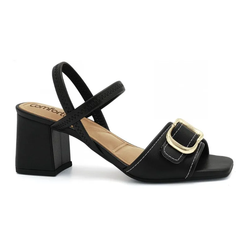 Sandália Salto Bloco Preta Comfortflex 2638404-1 37