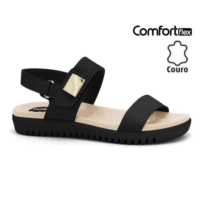Sandália Flexível Preta Comfortflex 2645402-6 33