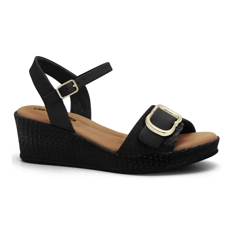 Sandália Anabela Preta Comfortflex 2653404-4 34