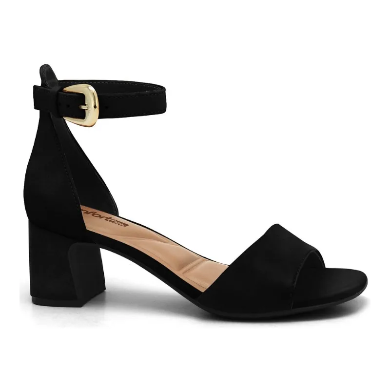 Sandália Salto Bloco Preto Comfortflex 2639404-2 33