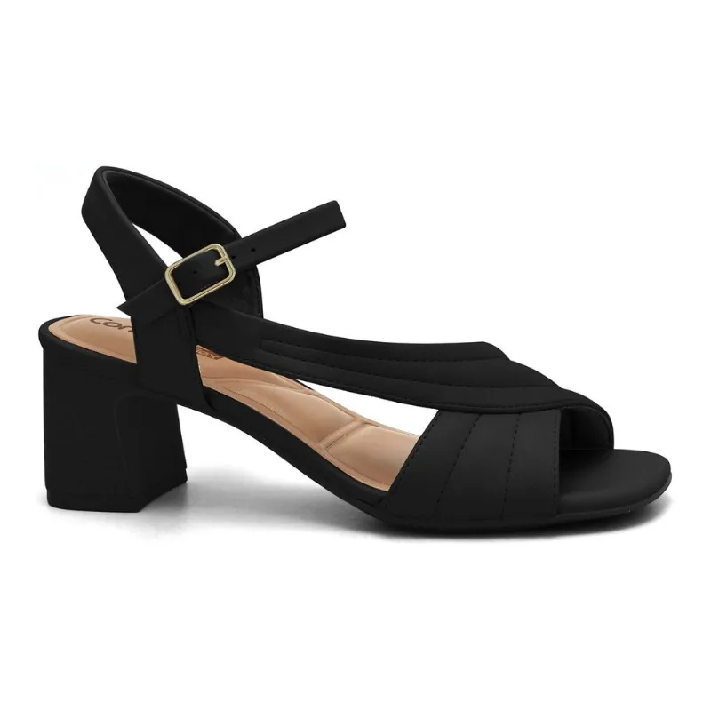 Sandália Salto Bloco Preta Comfortflex 2639403-2 35