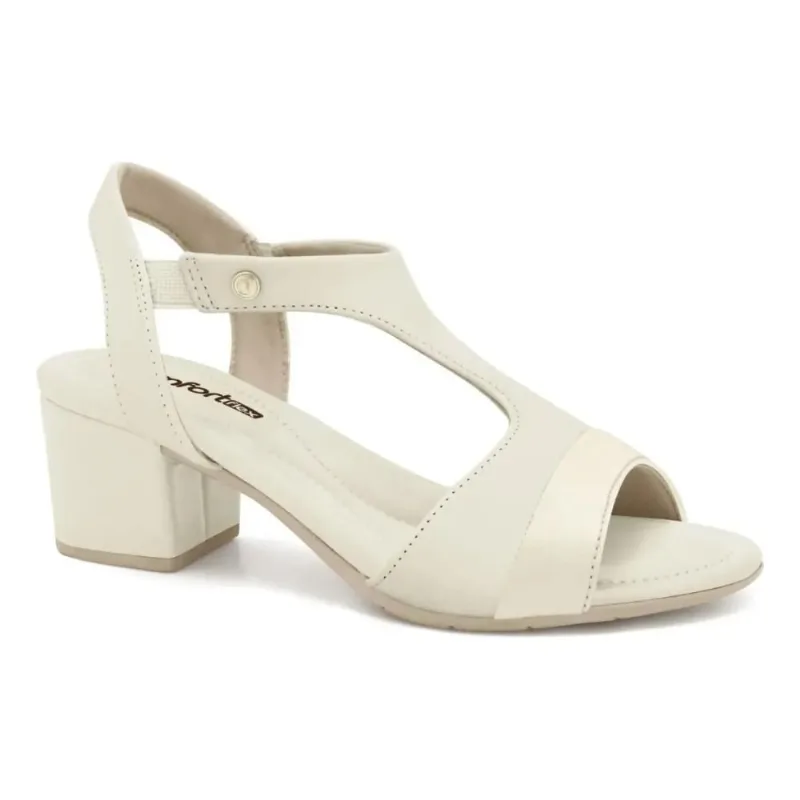 Sandália Comfortflex Salto Bloco Feminino Off White 40