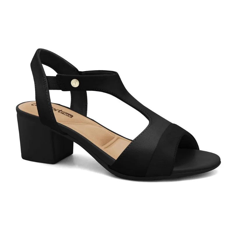 Sandália Salto Bloco Preta Comfortflex 2657406-5 41