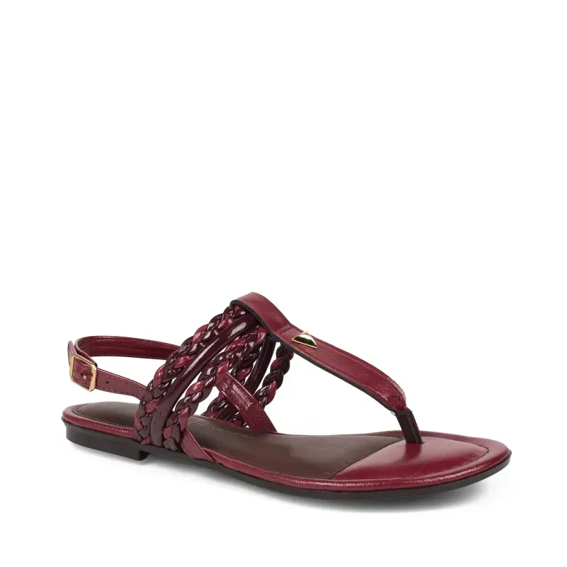 Sandália Dakota Rasteira Feminina Bordo Trançada 39