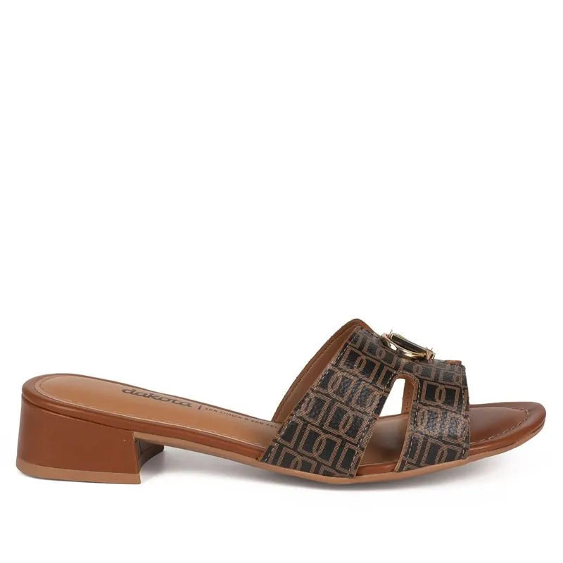Tamanco Feminino Dakota Monograma Salto Bloco Marrom - 35
