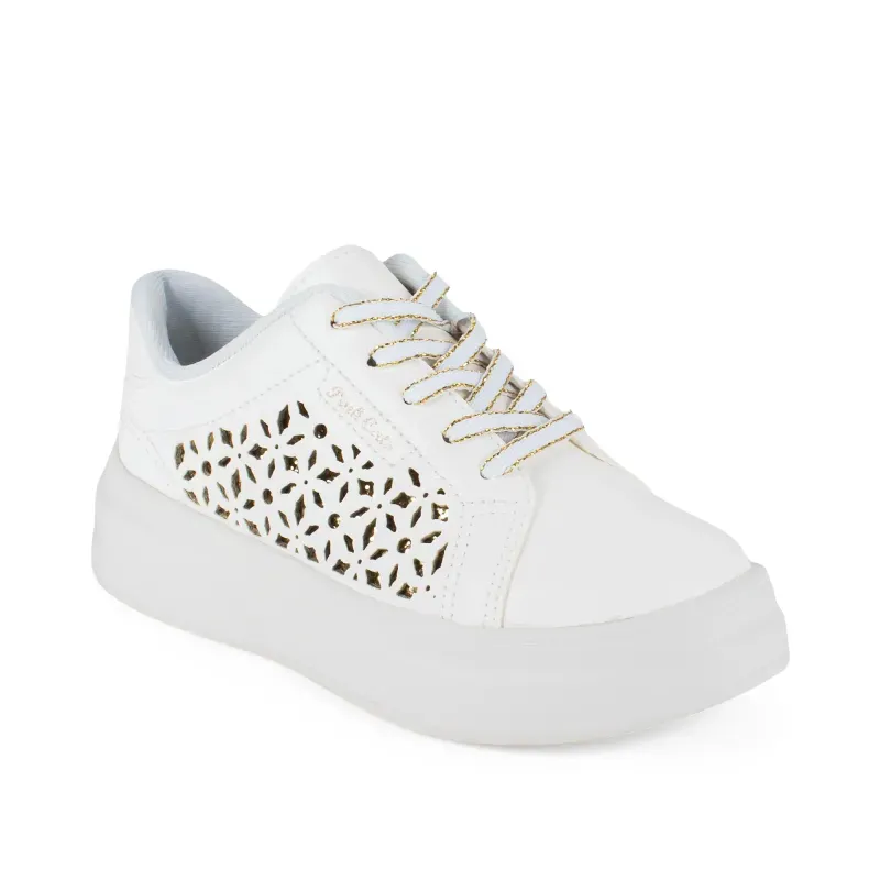 Tênis Pink Cats Casual Feminino Branco Glitter 26